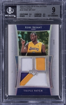 2004-05 UD "Exquisite Collection" Triple Patch #E3P-KB Kobe Bryant Triple Patch Card (#06/10) - BGS MINT 9